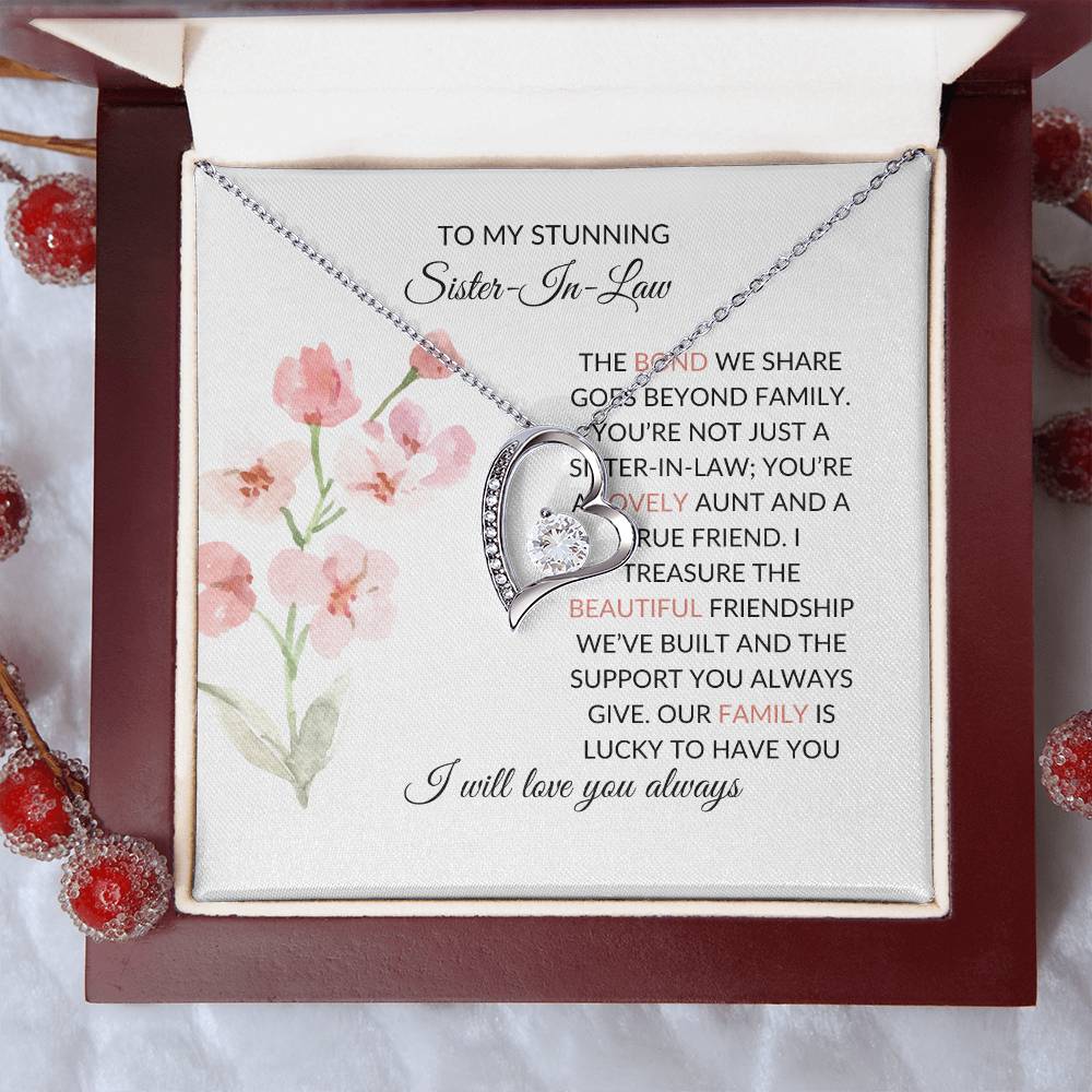 To My Stunning Sister-in-law | Elegant Sister-in-Law Necklace Gift | Sister-in-Law Pendant