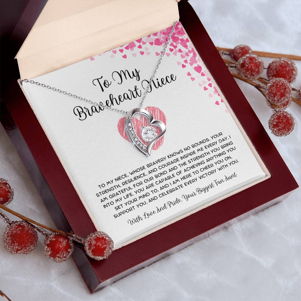 To My Braveheart Niece - From Aunt to Niece Forever Love Necklace - SOUVMOUR