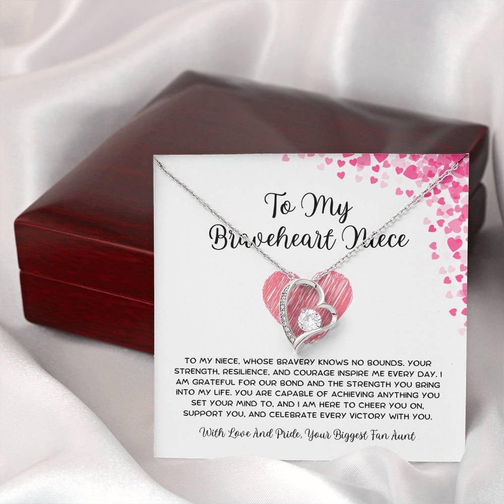 To My Braveheart Niece - From Aunt to Niece Forever Love Necklace - SOUVMOUR