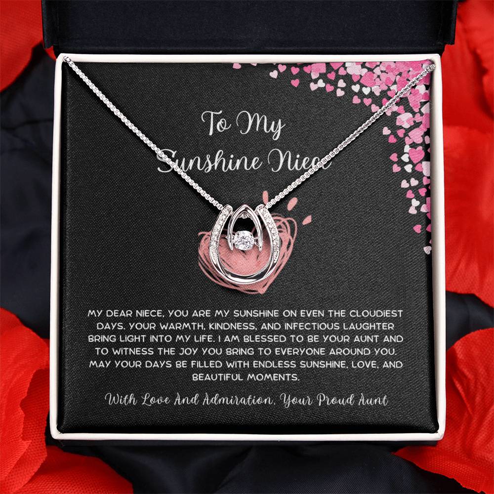 To My Sunshine Niece - From Aunt to Niece Lucky In Love Necklace - SOUVMOUR