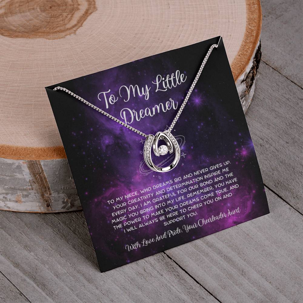 To My Little Dreamer - From Aunt to Niece Lucky In Love Necklace - SOUVMOUR