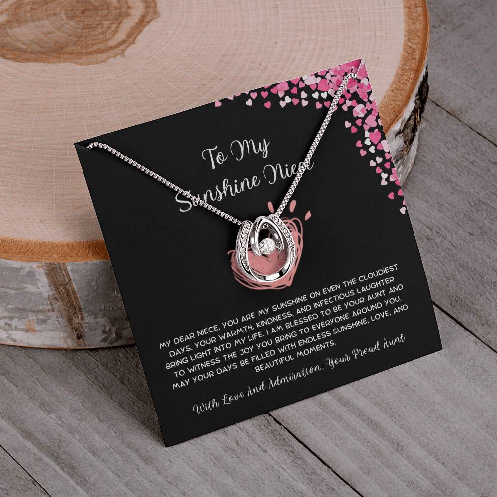 To My Sunshine Niece - From Aunt to Niece Lucky In Love Necklace - SOUVMOUR