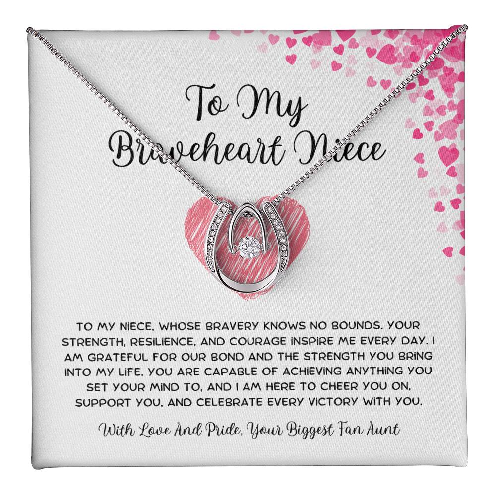 To My Braveheart Niece - From Aunt to Niece Lucky In Love Necklace - SOUVMOUR
