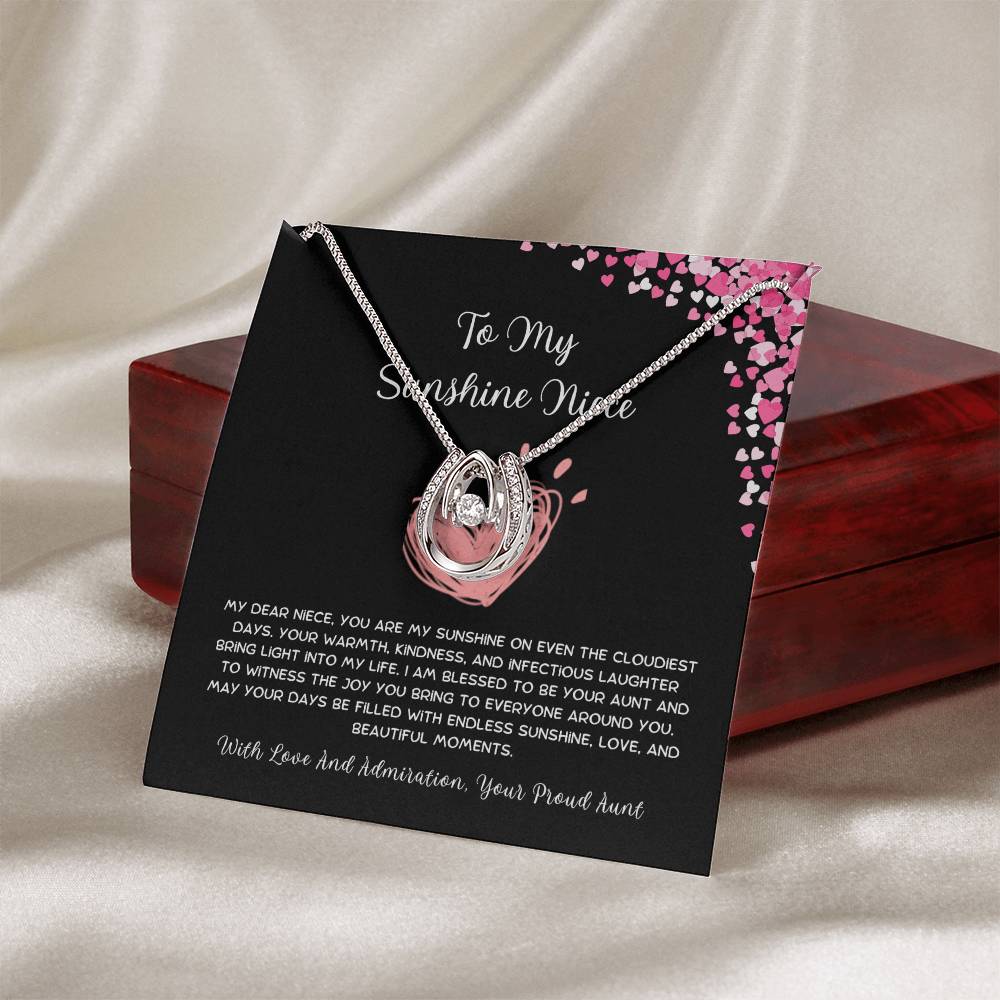 To My Sunshine Niece - From Aunt to Niece Lucky In Love Necklace - SOUVMOUR