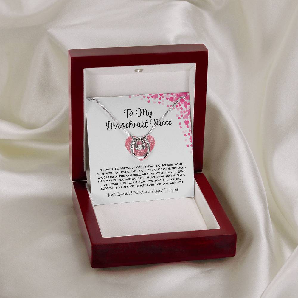 To My Braveheart Niece - From Aunt to Niece Lucky In Love Necklace - SOUVMOUR