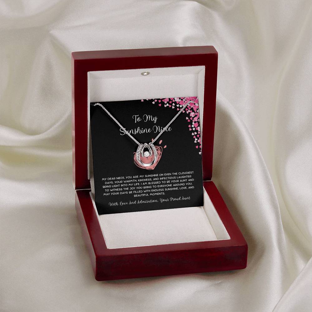 To My Sunshine Niece - From Aunt to Niece Lucky In Love Necklace - SOUVMOUR