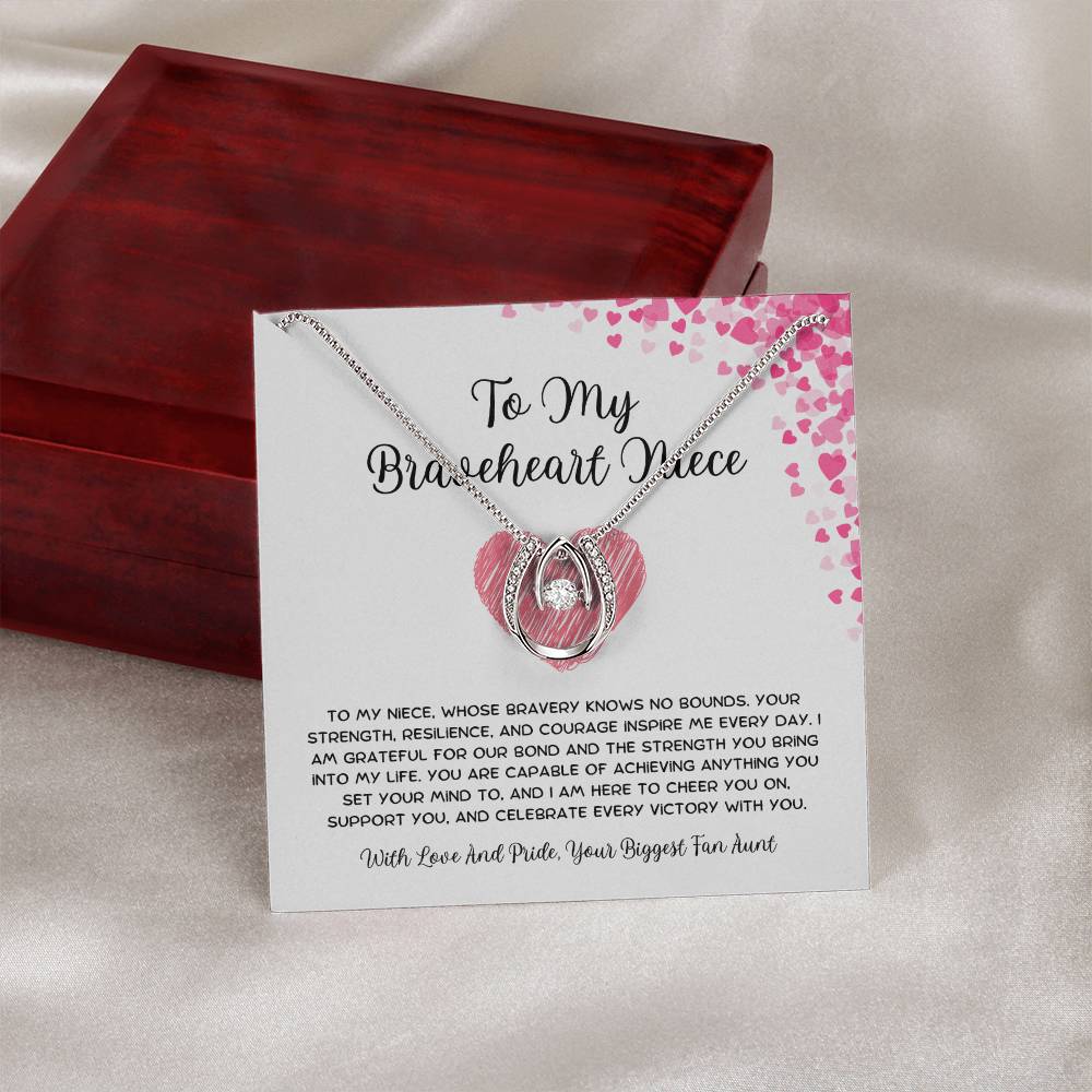 To My Braveheart Niece - From Aunt to Niece Lucky In Love Necklace - SOUVMOUR