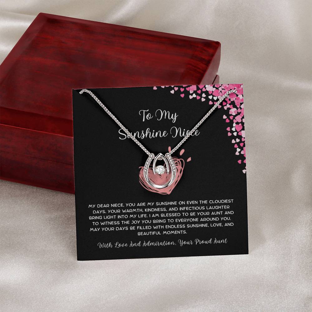 To My Sunshine Niece - From Aunt to Niece Lucky In Love Necklace - SOUVMOUR
