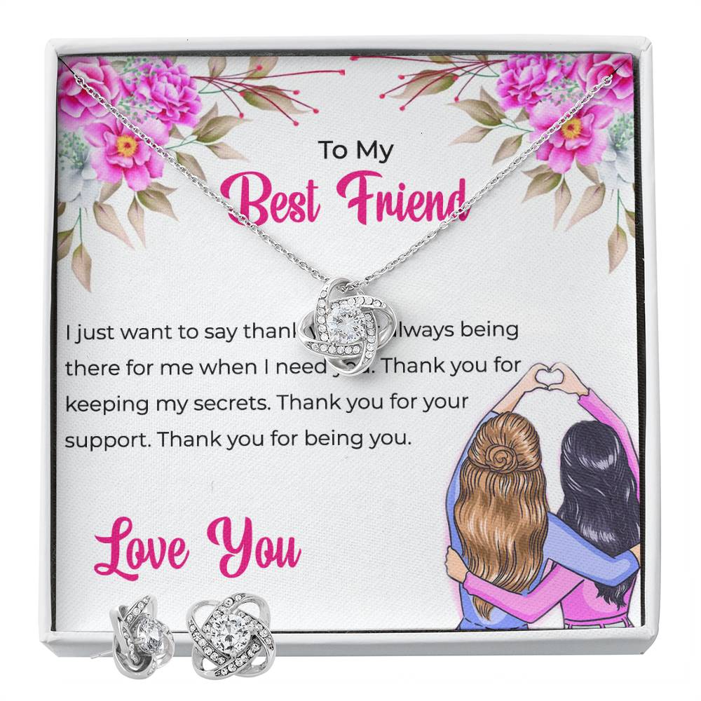 To My Amazing Best Friend Necklace and Earrings Set - Appreciation Necklace Gift For Bestie