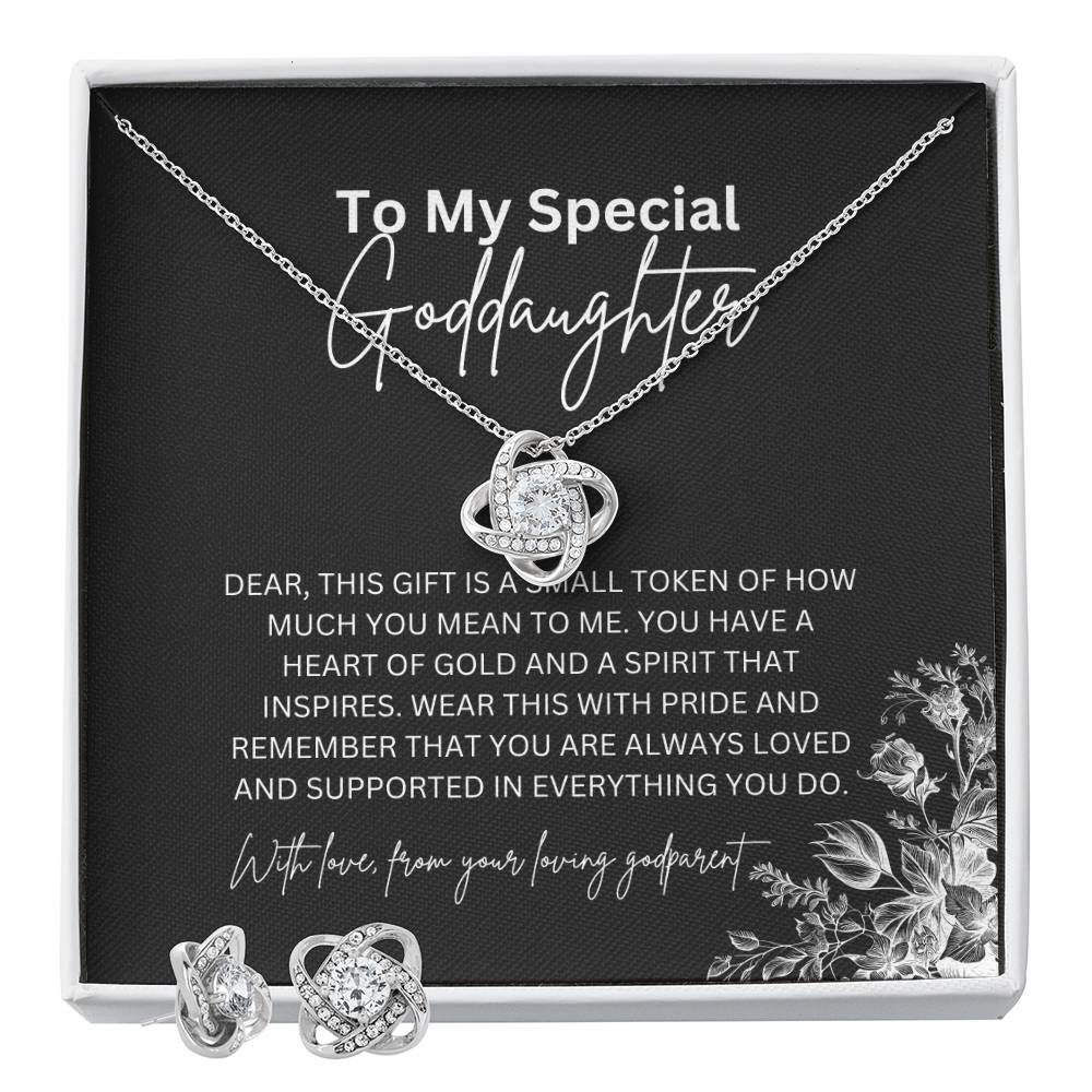 Love Knot Necklace & Earring Set | To My Special Goddaughter | A Symbol of Love and Connection | Goddaughter Gift
