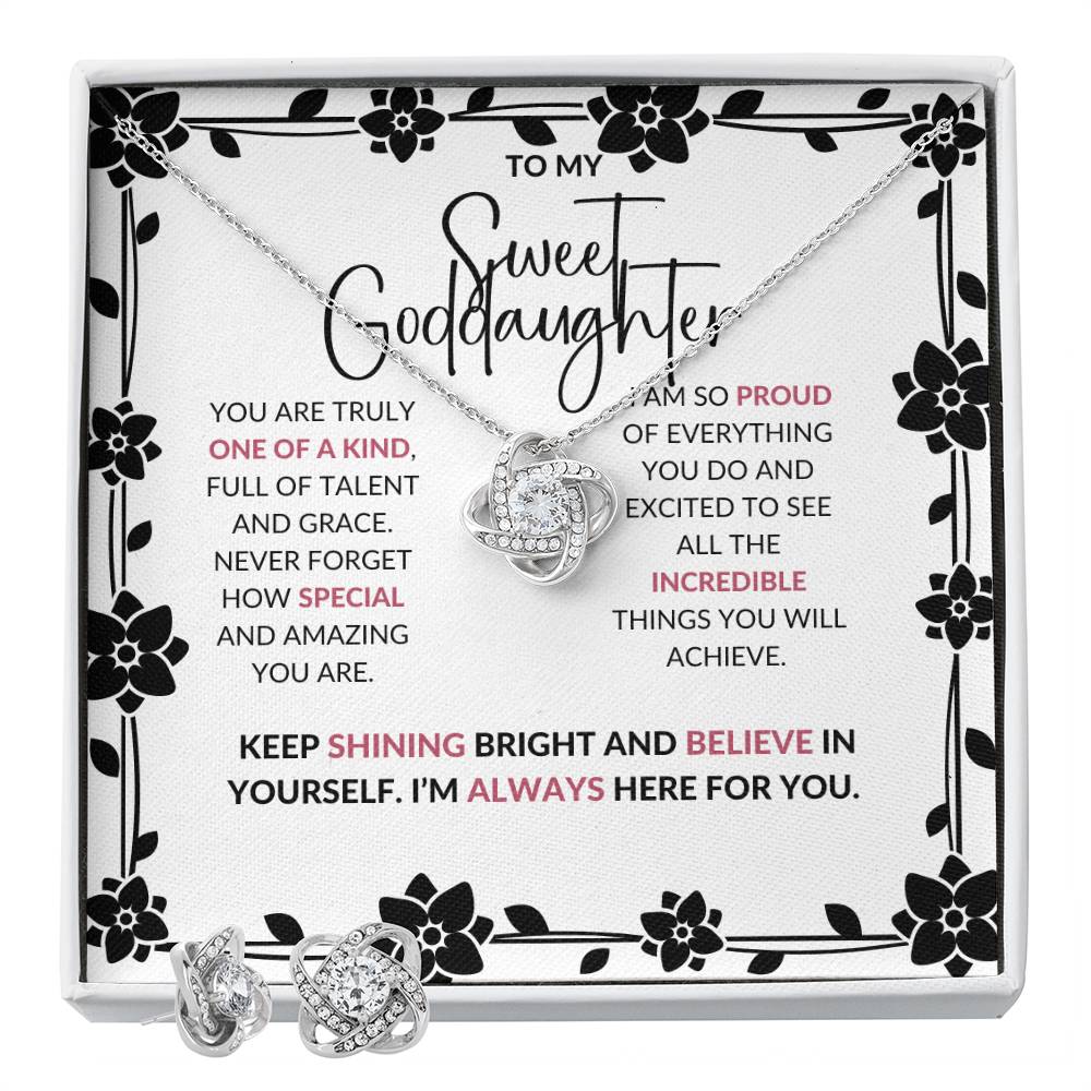 Love Knot Necklace & Earring Set | To My Sweet Goddaughter | A Timeless Reminder of Our Bond | Goddaughter Gift