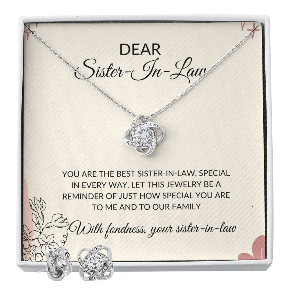 To My Dear Sister-in-Law | Love Knot Necklace & Earring Set | Gift for Sister-in-Law
