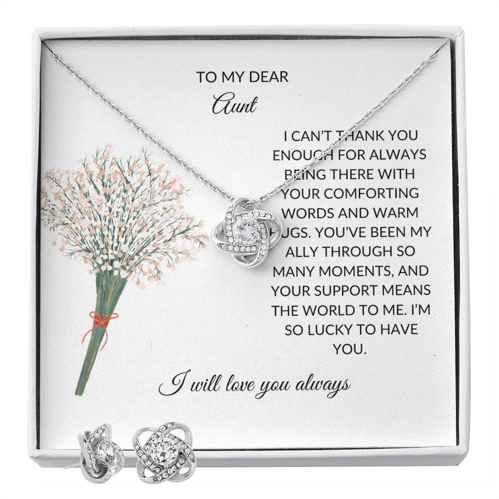Beautiful Love Knot Necklace and Earring Set – A Memorable Gift for Your Wonderful Aunt - SOUVMOUR