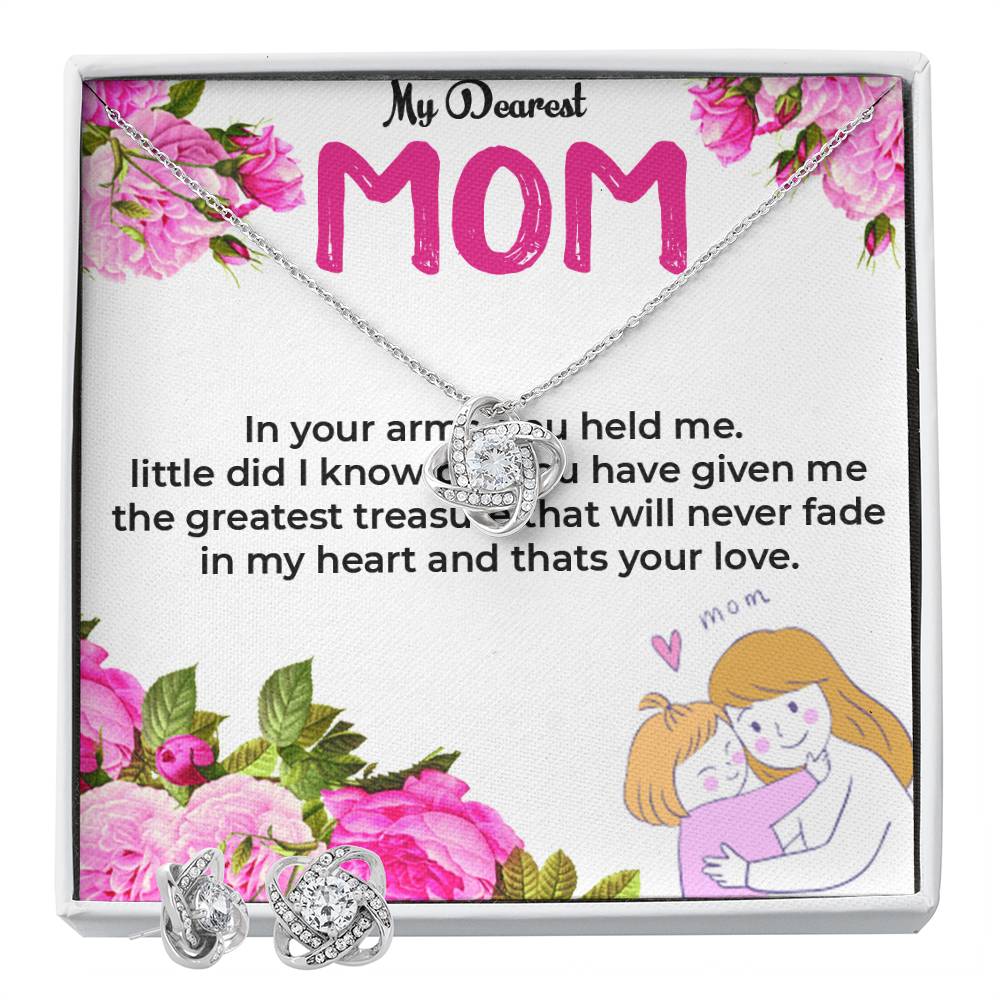 To My Dearest Mom | Elegant Love Knot Jewelry Set with Earrings
