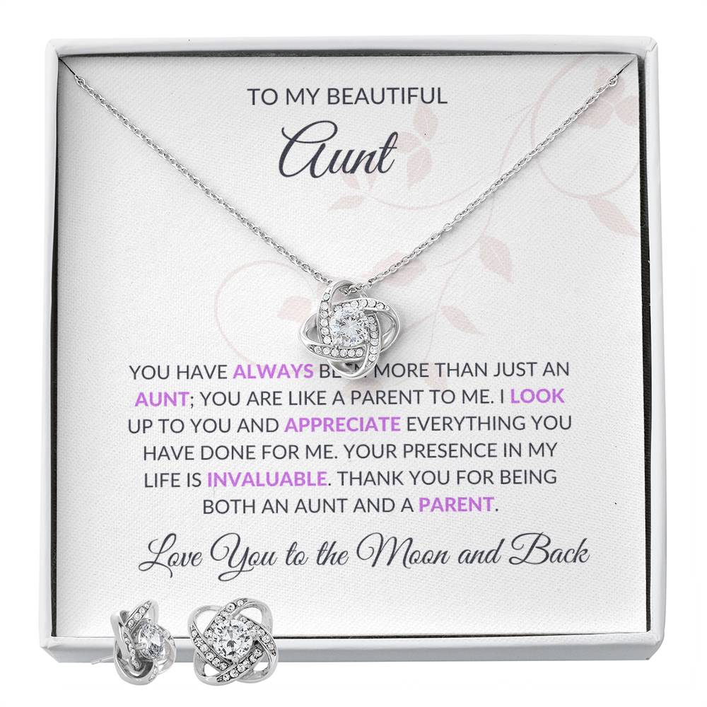 Beautiful Love Knot Necklace and Earring Set | A Special Jewelry Gift for Aunt - SOUVMOUR