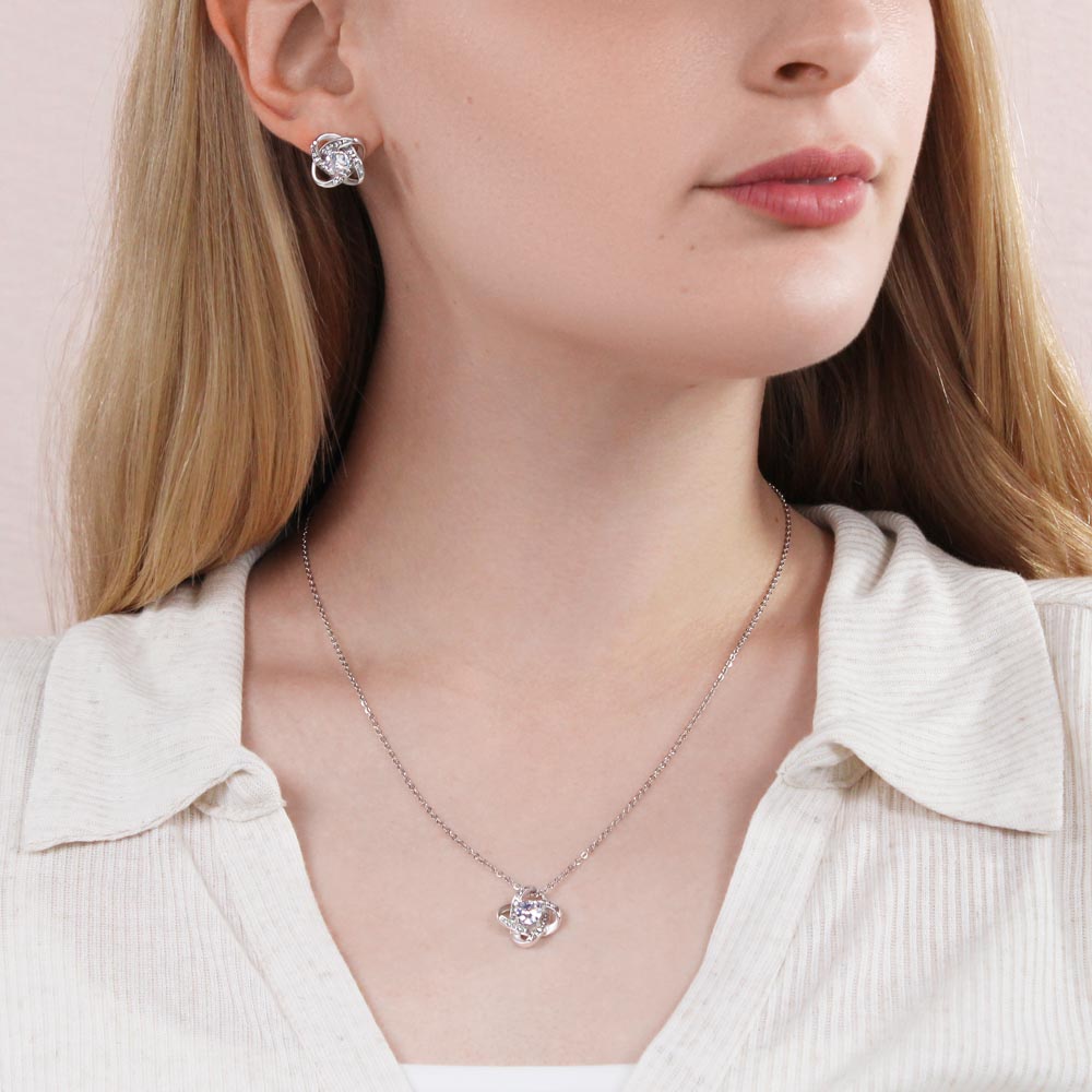 Love Knot Necklace & Earring Set | To My Dearest Goddaughter | A Gift of Endless Love and Support | Goddaughter Gift