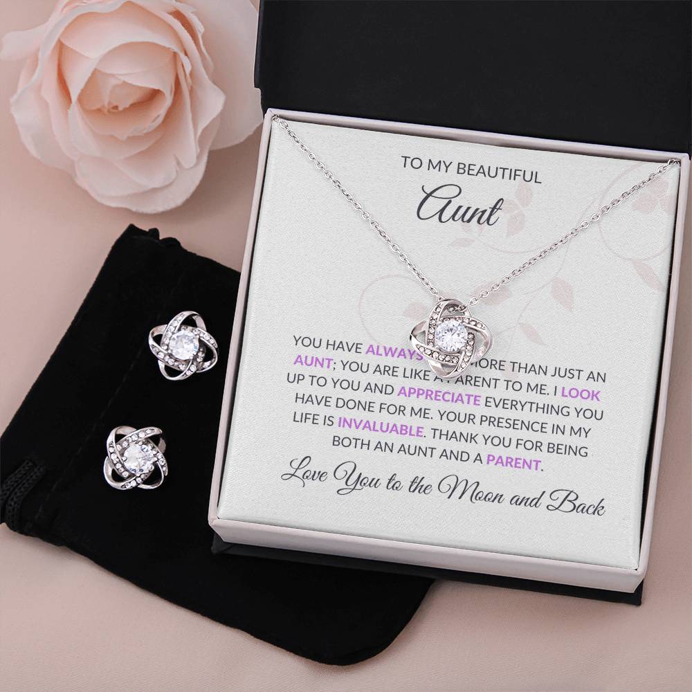 Beautiful Love Knot Necklace and Earring Set | A Special Jewelry Gift for Aunt - SOUVMOUR