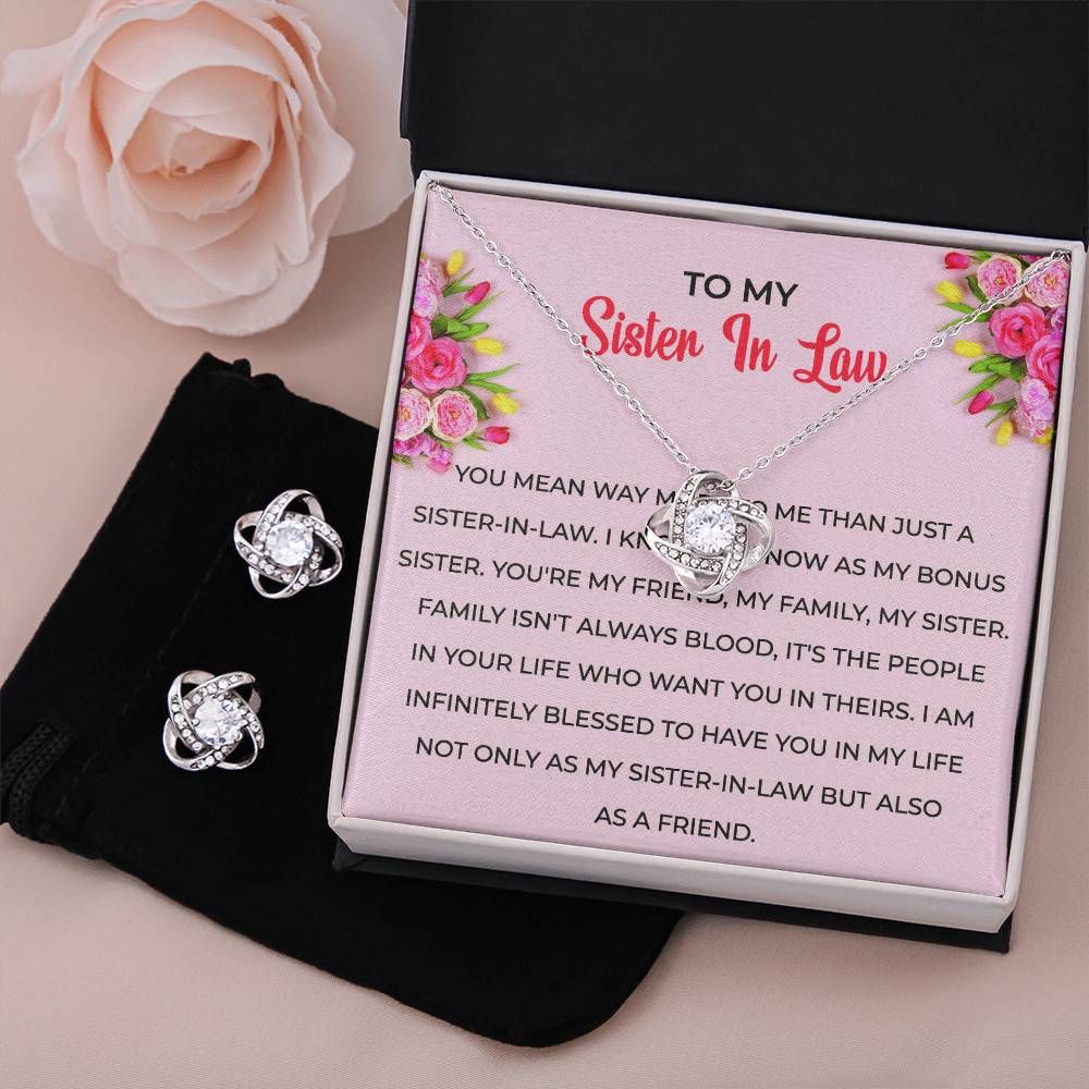 To My Sister-in-Law | Love Knot Necklace & Earring Set | Gift for Sister-in-Law