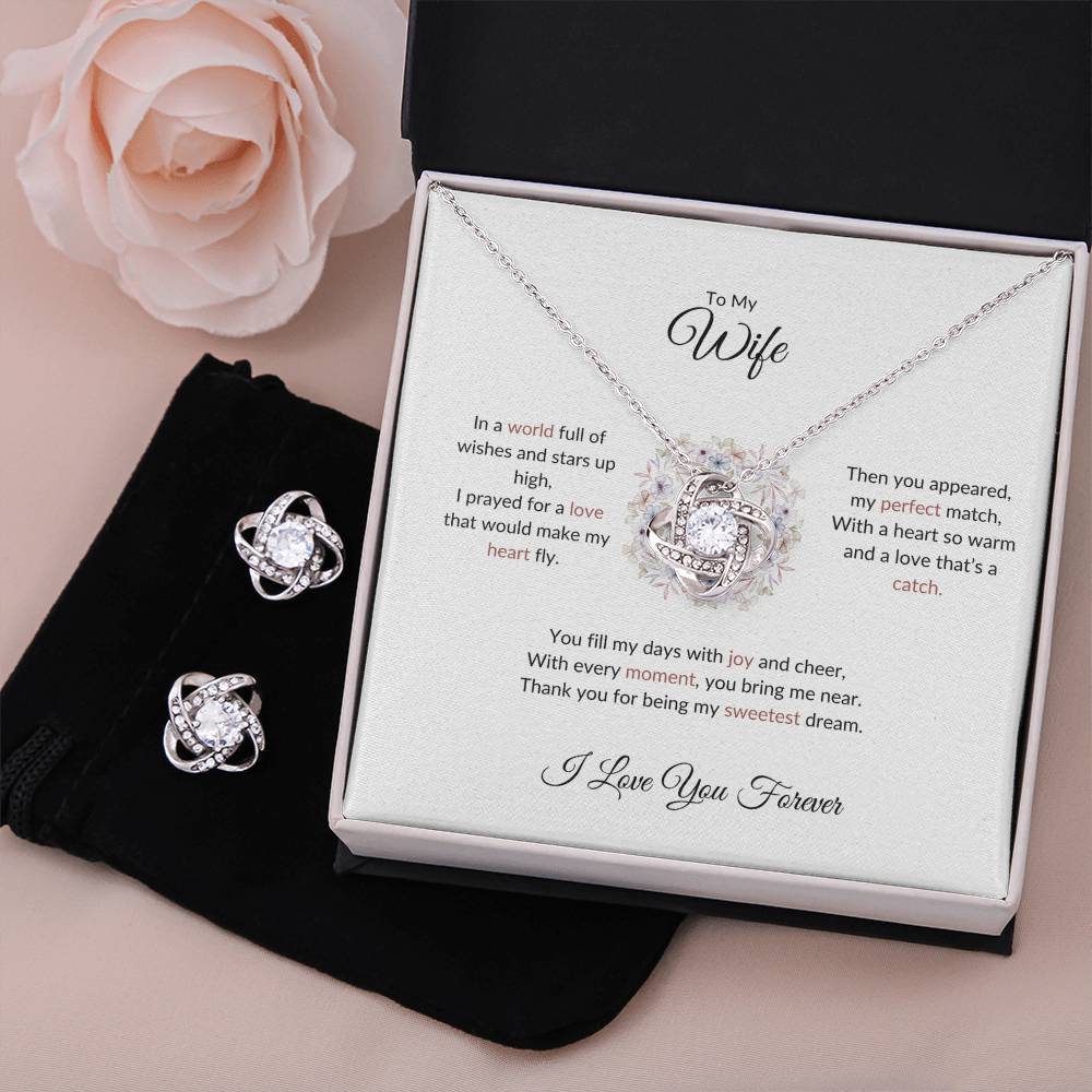To My Wife The Woman I Prayed For - Love Knot Necklace & Earring Set