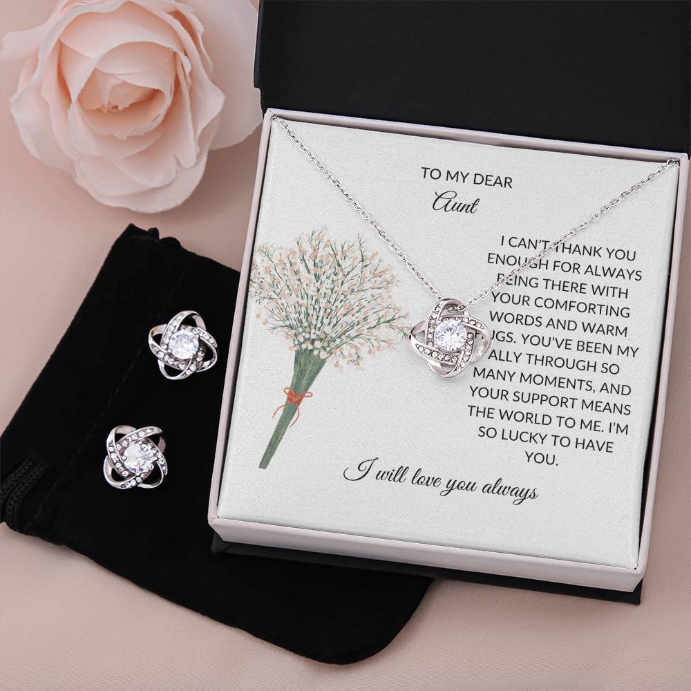 Beautiful Love Knot Necklace and Earring Set – A Memorable Gift for Your Wonderful Aunt - SOUVMOUR