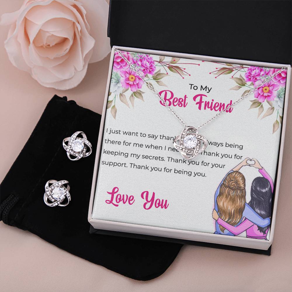 To My Amazing Best Friend Necklace and Earrings Set - Appreciation Necklace Gift For Bestie