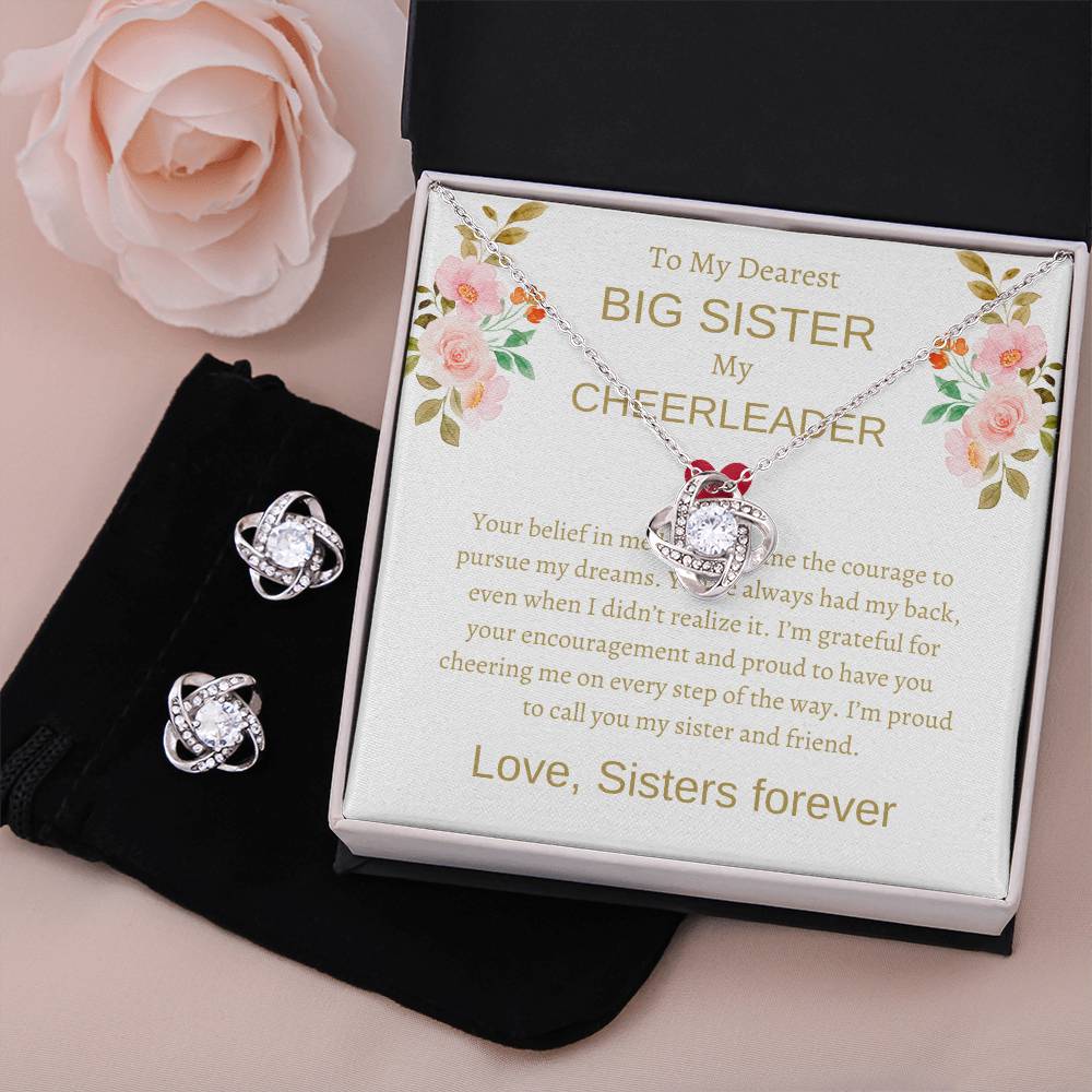 To My Big Sister - Love Knot Earring & Necklace Bundle | Special Sister Gift