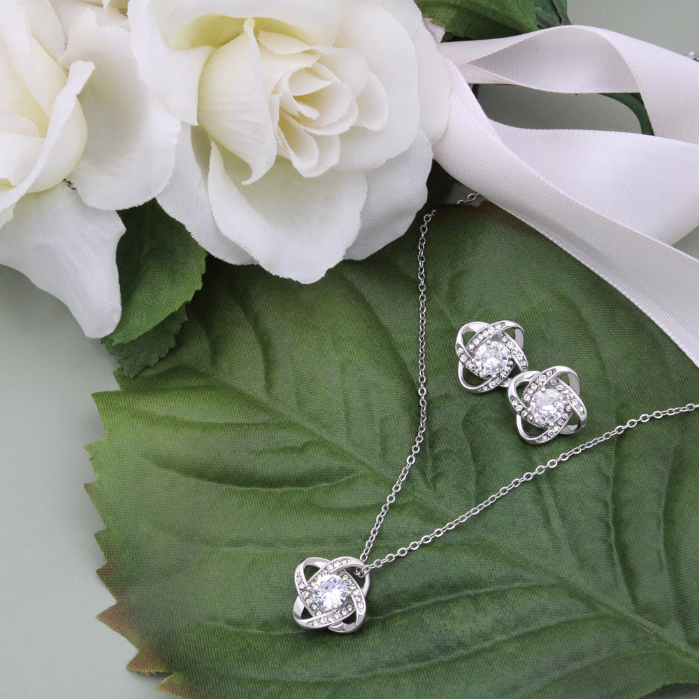 Love Knot Necklace & Earring Set | To My Dearest Goddaughter | A Gift of Endless Love and Support | Goddaughter Gift