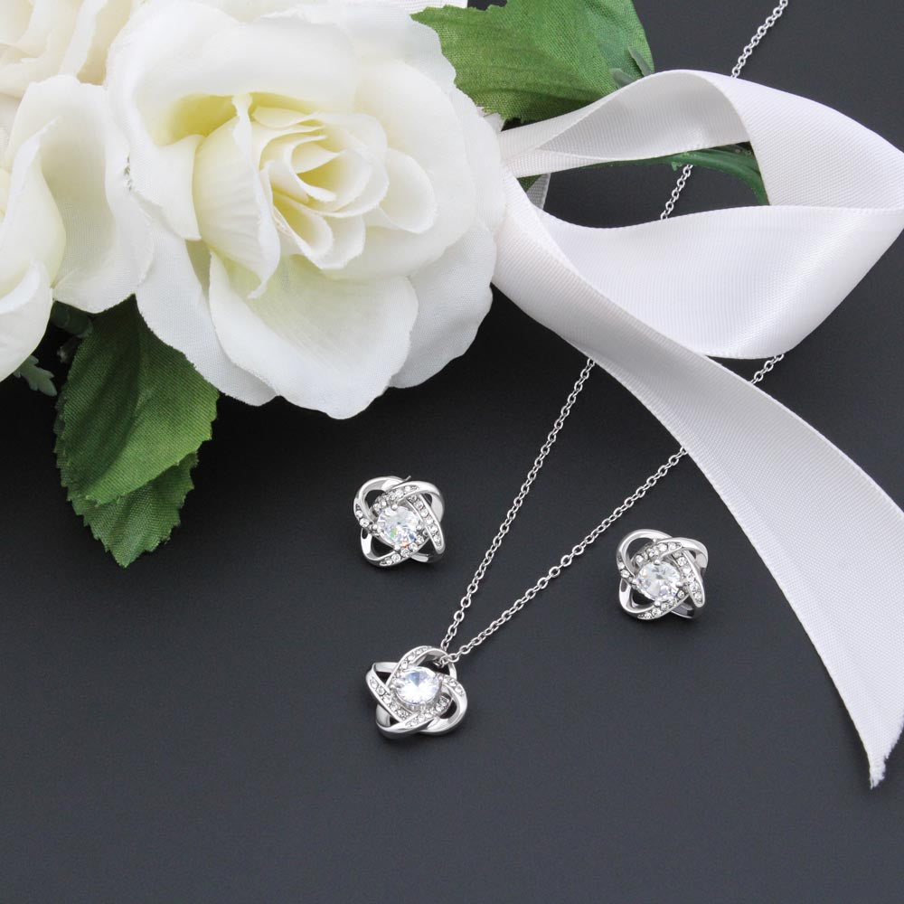 To My Special Daughter – Heartfelt Love Knot Beauty Earring & Necklace Gift Bundle