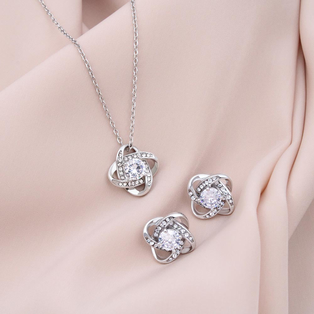 To My Amazing Wife - Love Knot Necklace & Earring Set, You Mean the World to Me