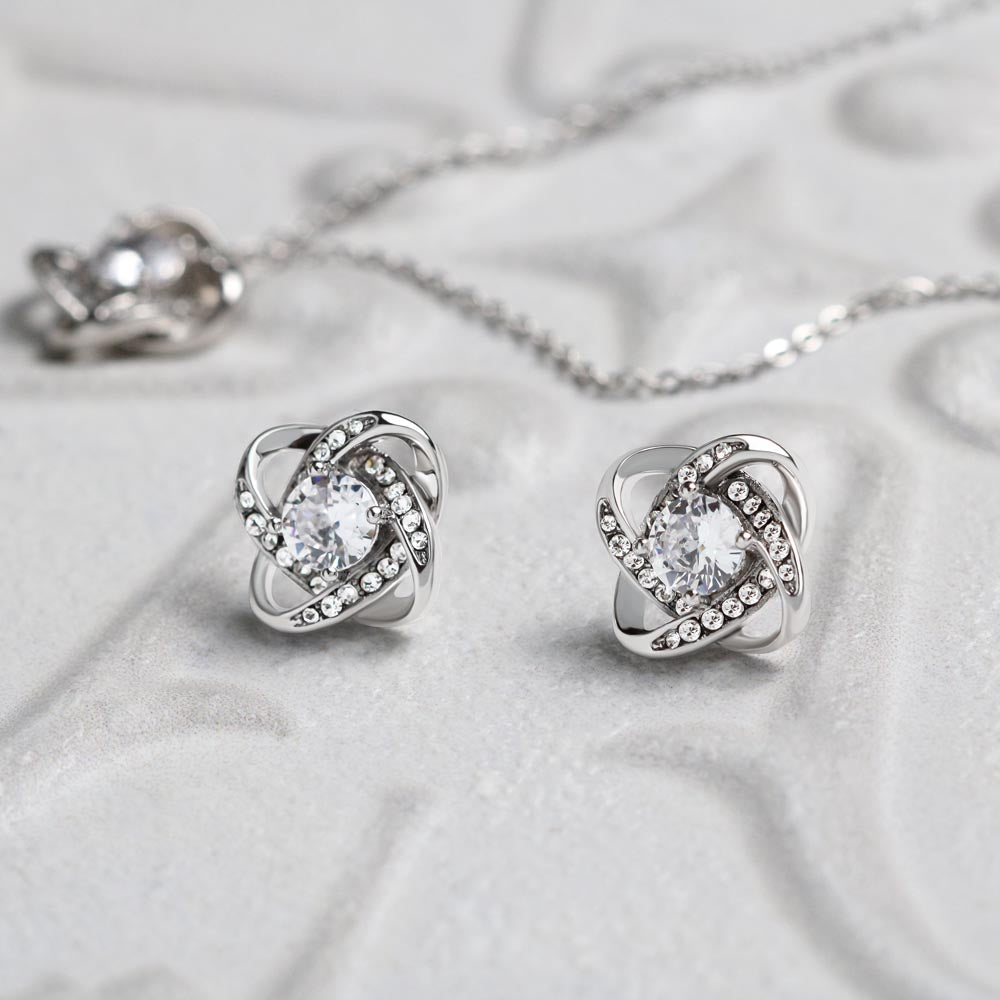 Love Knot Necklace & Earring Set | To My Dearest Goddaughter | A Gift of Endless Love and Support | Goddaughter Gift