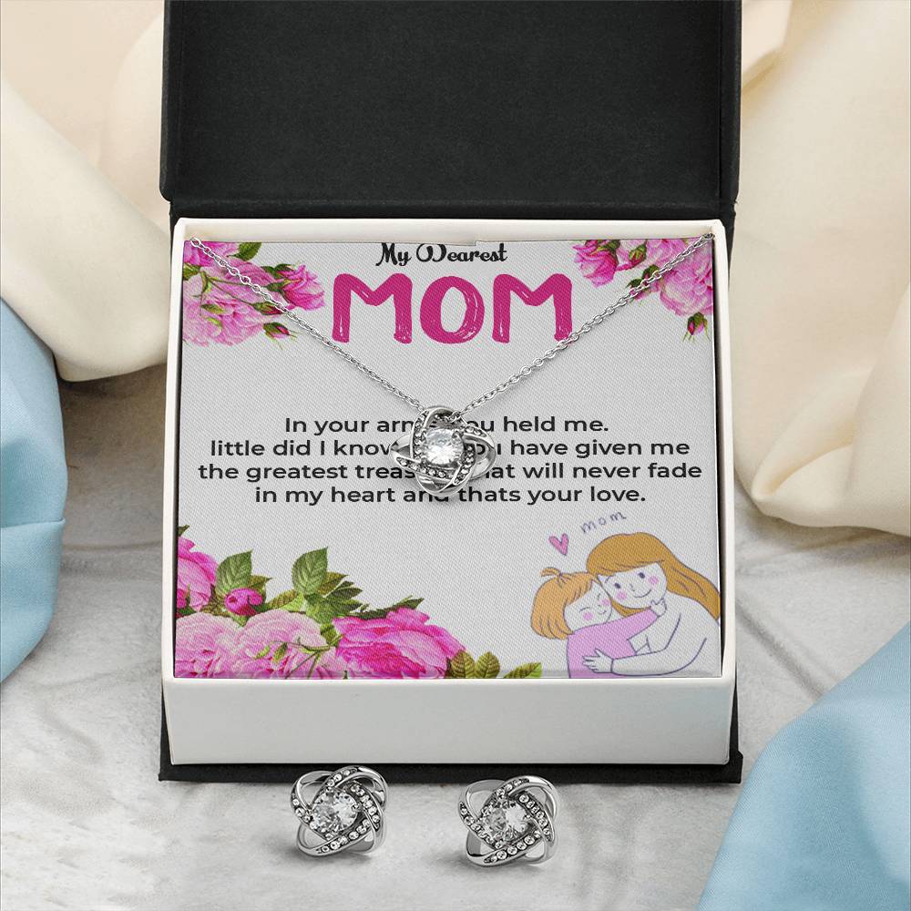 To My Dearest Mom | Elegant Love Knot Jewelry Set with Earrings