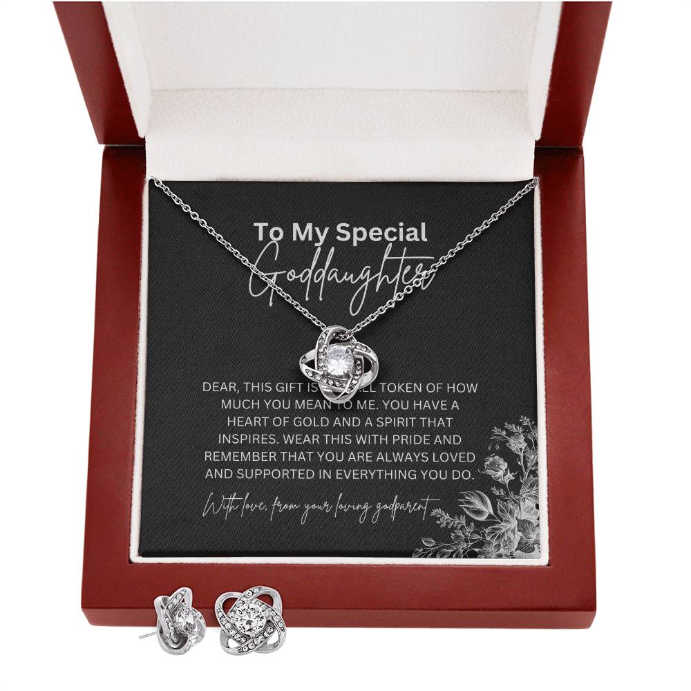 Love Knot Necklace & Earring Set | To My Special Goddaughter | A Symbol of Love and Connection | Goddaughter Gift