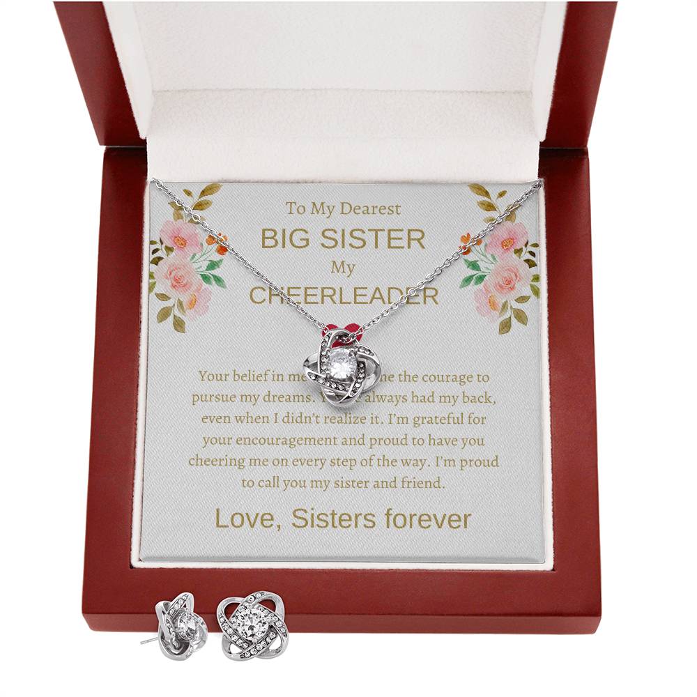 To My Big Sister - Love Knot Earring & Necklace Bundle | Special Sister Gift