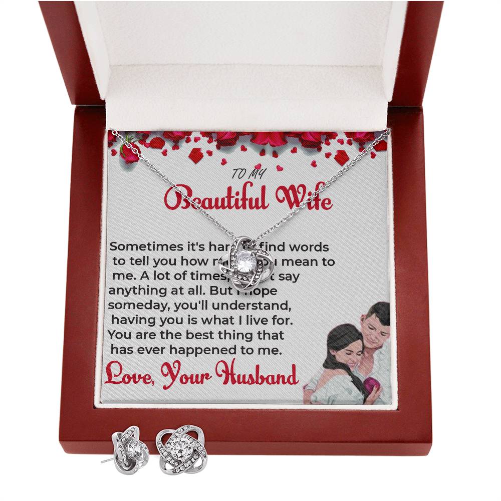 To My Beautiful Wife - Love Knot Necklace Pendant, A Gift of Endless Love
