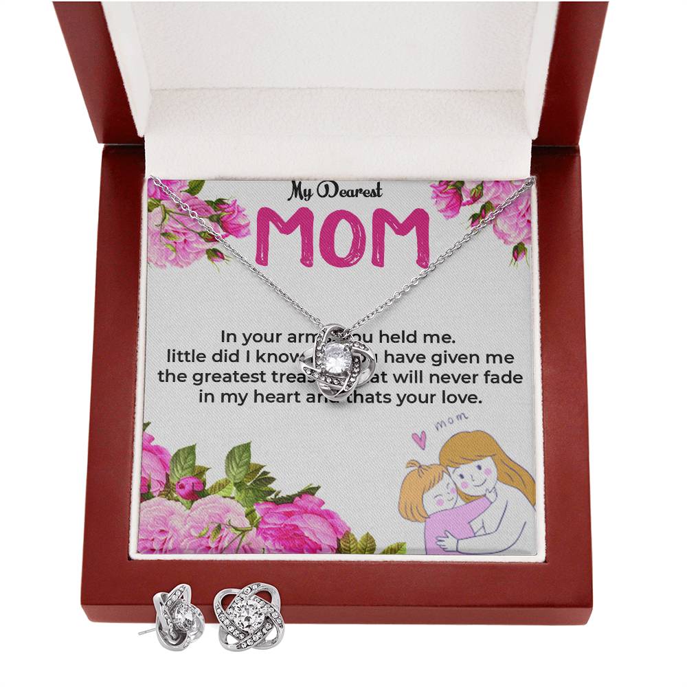To My Dearest Mom | Elegant Love Knot Jewelry Set with Earrings
