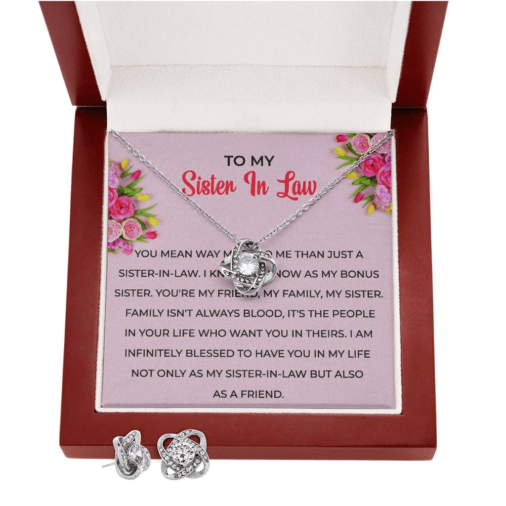 To My Sister-in-Law | Love Knot Necklace & Earring Set | Gift for Sister-in-Law