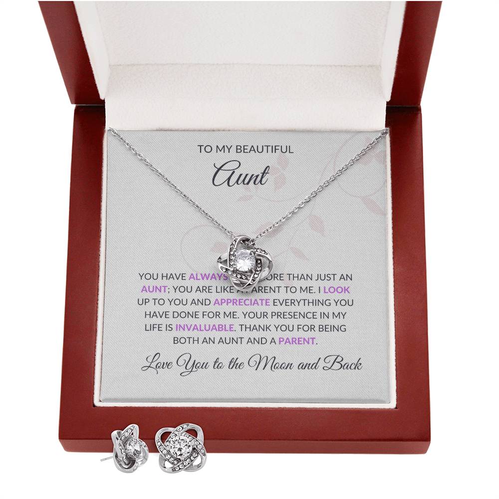 Beautiful Love Knot Necklace and Earring Set | A Special Jewelry Gift for Aunt - SOUVMOUR