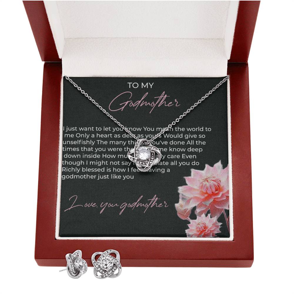 To My Godmother Necklace & Earring Set Necklace with Heartfelt Message | Necklace for Godmother
