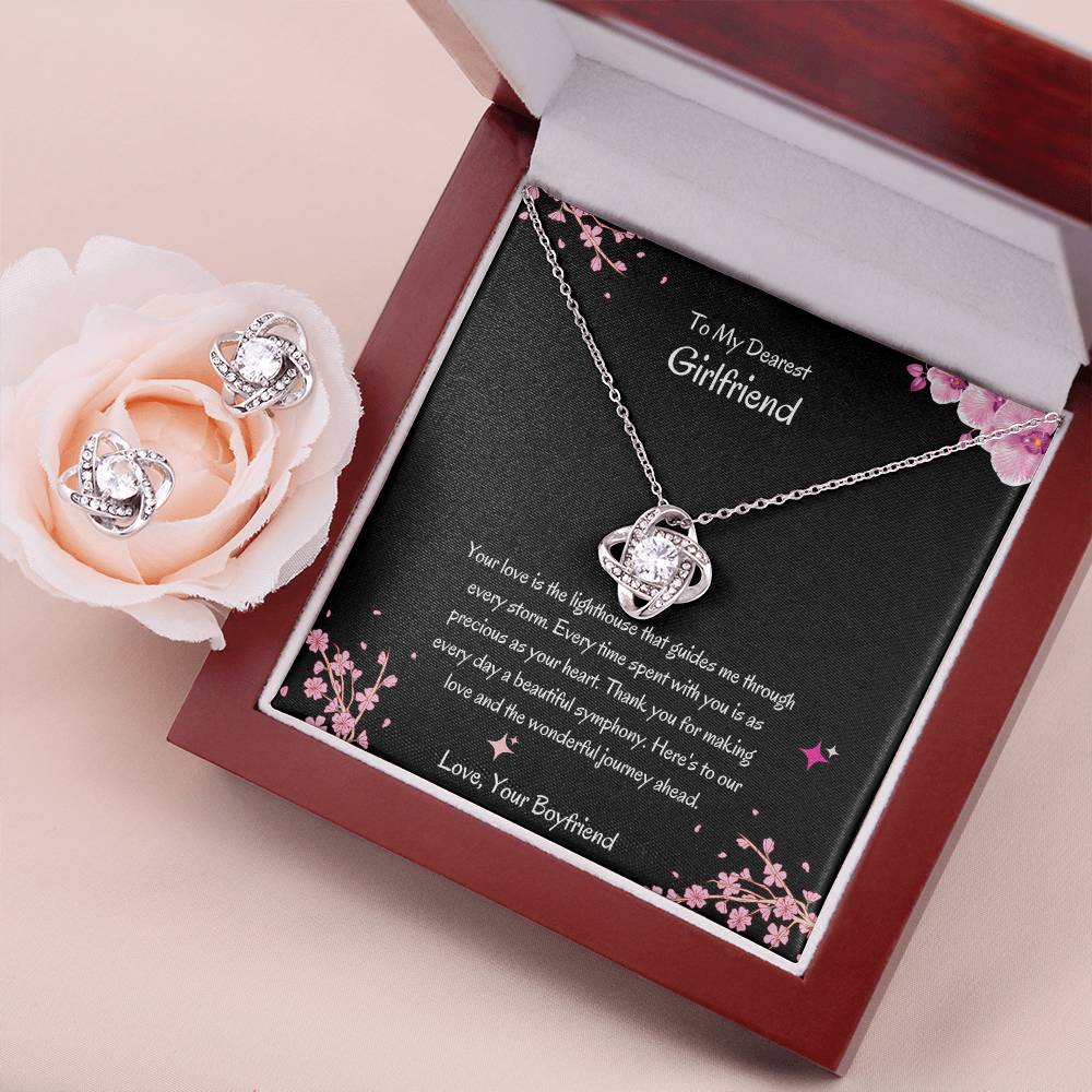 Love Knot Jewelry Set for Her | Earring & Necklace Gift for Girlfriend - SOUVMOUR