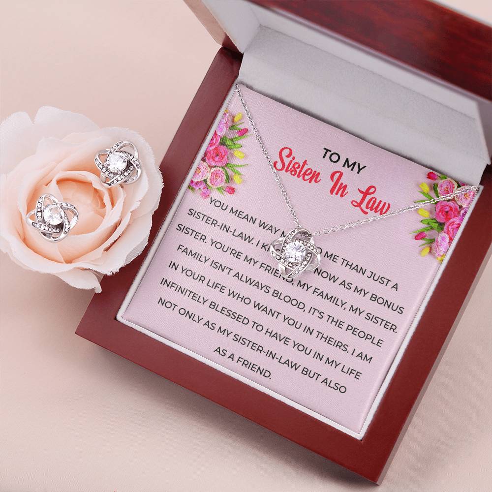 To My Sister-in-Law | Love Knot Necklace & Earring Set | Gift for Sister-in-Law