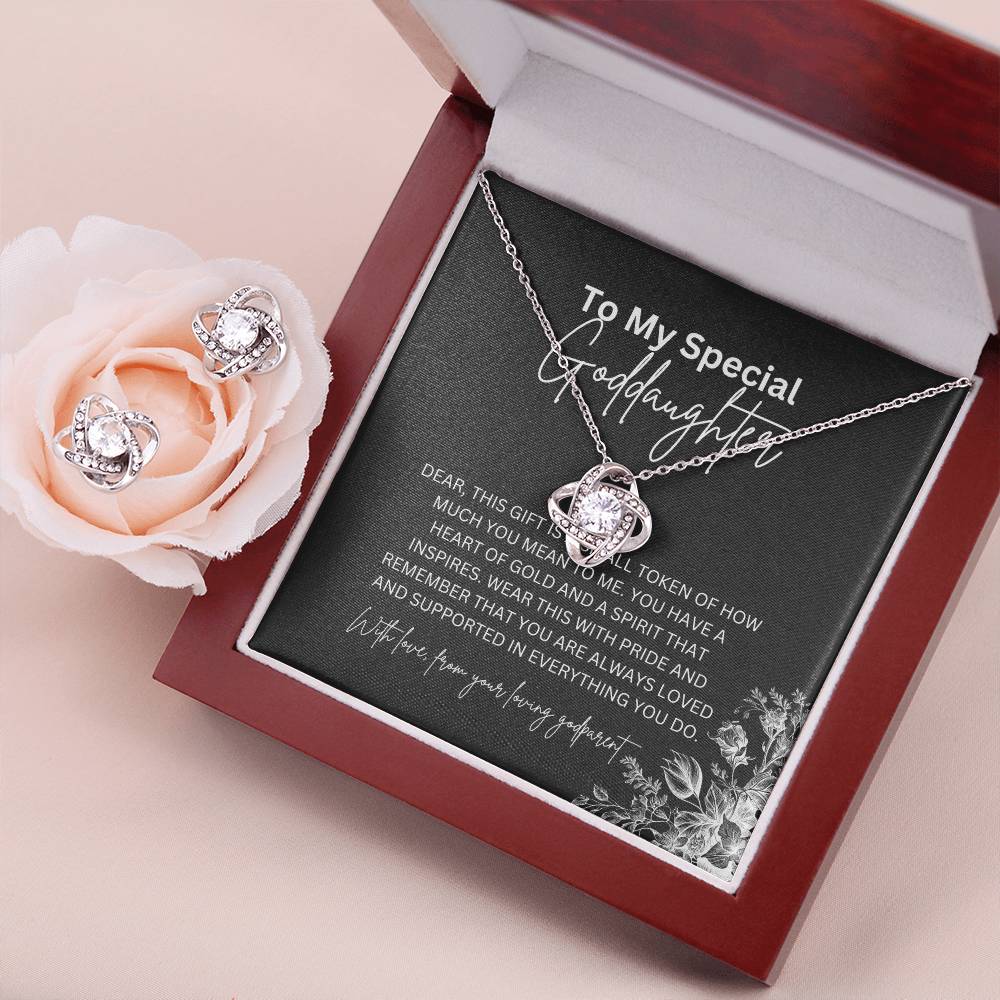 Love Knot Necklace & Earring Set | To My Special Goddaughter | A Symbol of Love and Connection | Goddaughter Gift