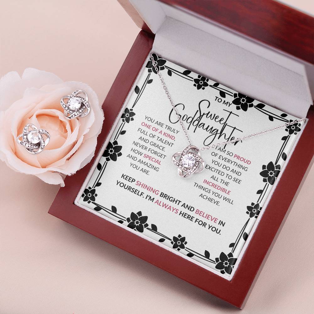 Love Knot Necklace & Earring Set | To My Sweet Goddaughter | A Timeless Reminder of Our Bond | Goddaughter Gift