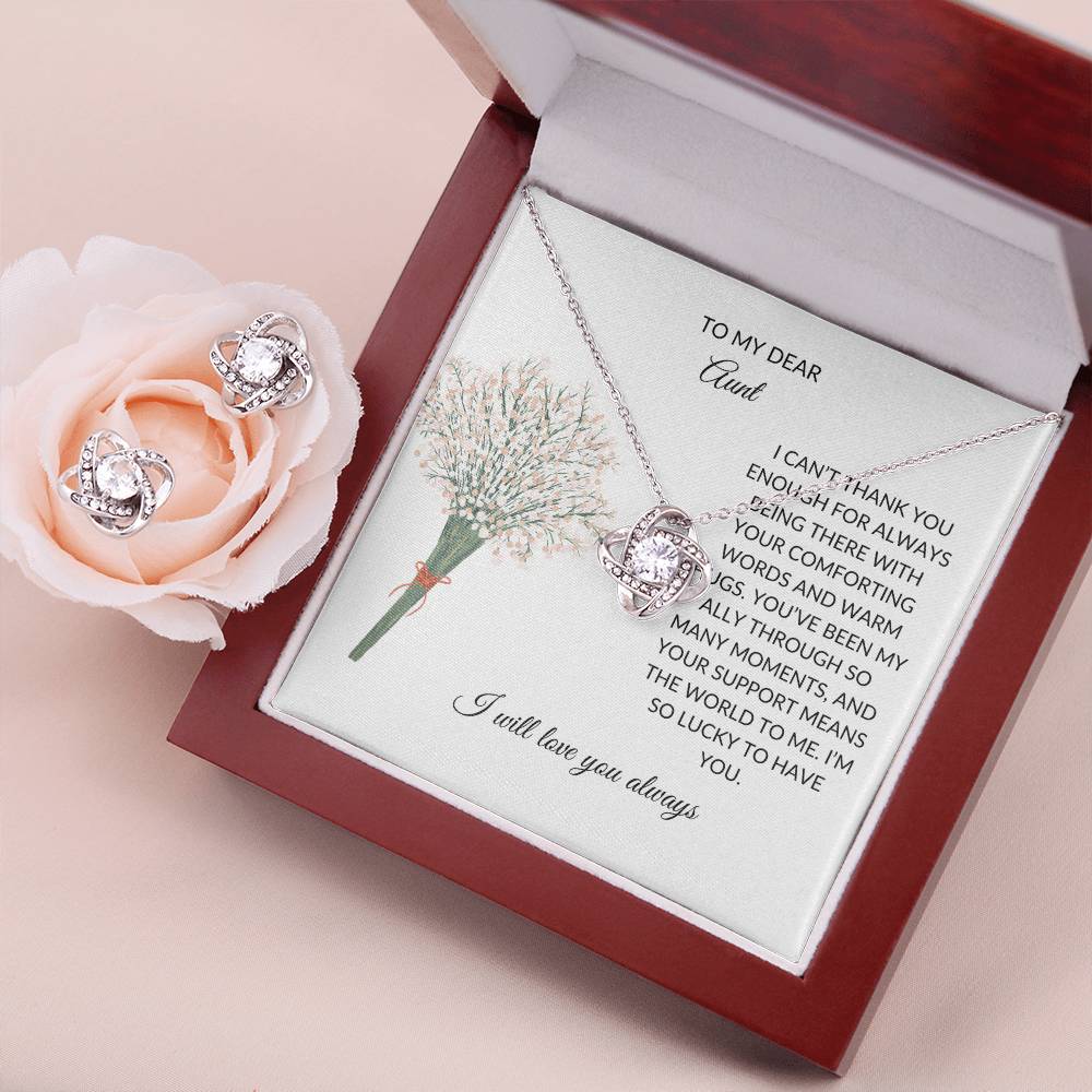 Beautiful Love Knot Necklace and Earring Set – A Memorable Gift for Your Wonderful Aunt - SOUVMOUR