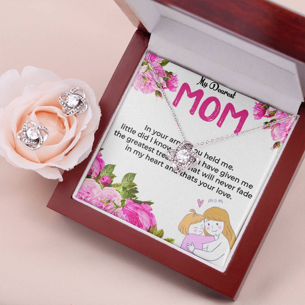 To My Dearest Mom | Elegant Love Knot Jewelry Set with Earrings