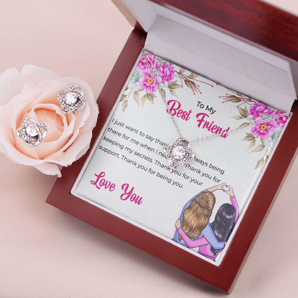 To My Amazing Best Friend Necklace and Earrings Set - Appreciation Necklace Gift For Bestie