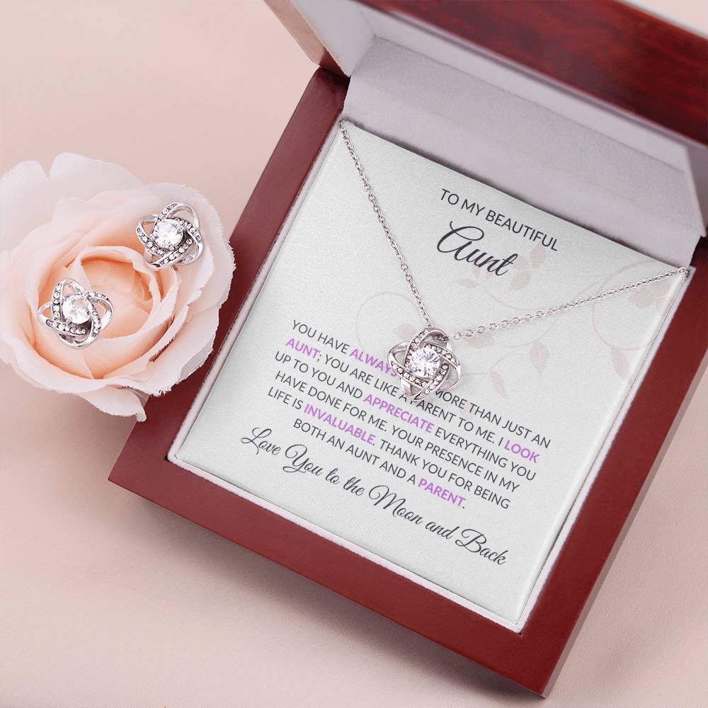 Beautiful Love Knot Necklace and Earring Set | A Special Jewelry Gift for Aunt - SOUVMOUR