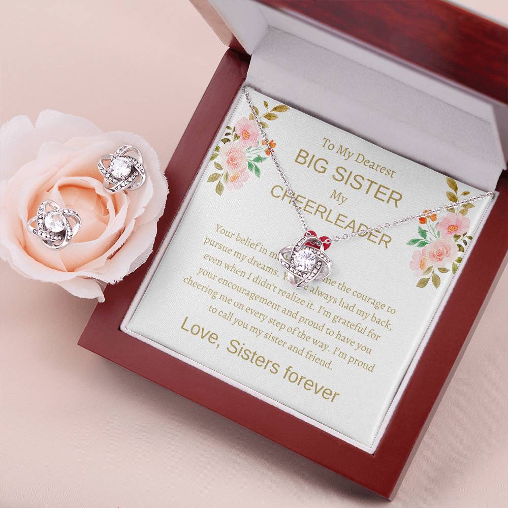 To My Big Sister - Love Knot Earring & Necklace Bundle | Special Sister Gift
