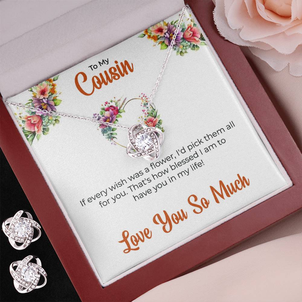Cousin Necklace | To My Cousin My Best Friend - Love Knot Necklace & Earring Set | Cousin Friendship Necklace