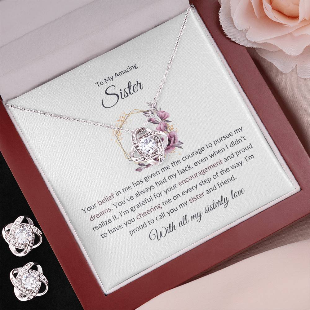 To My Amazing Sister - Love Knot Earring & Necklace Set | Timeless Gift
