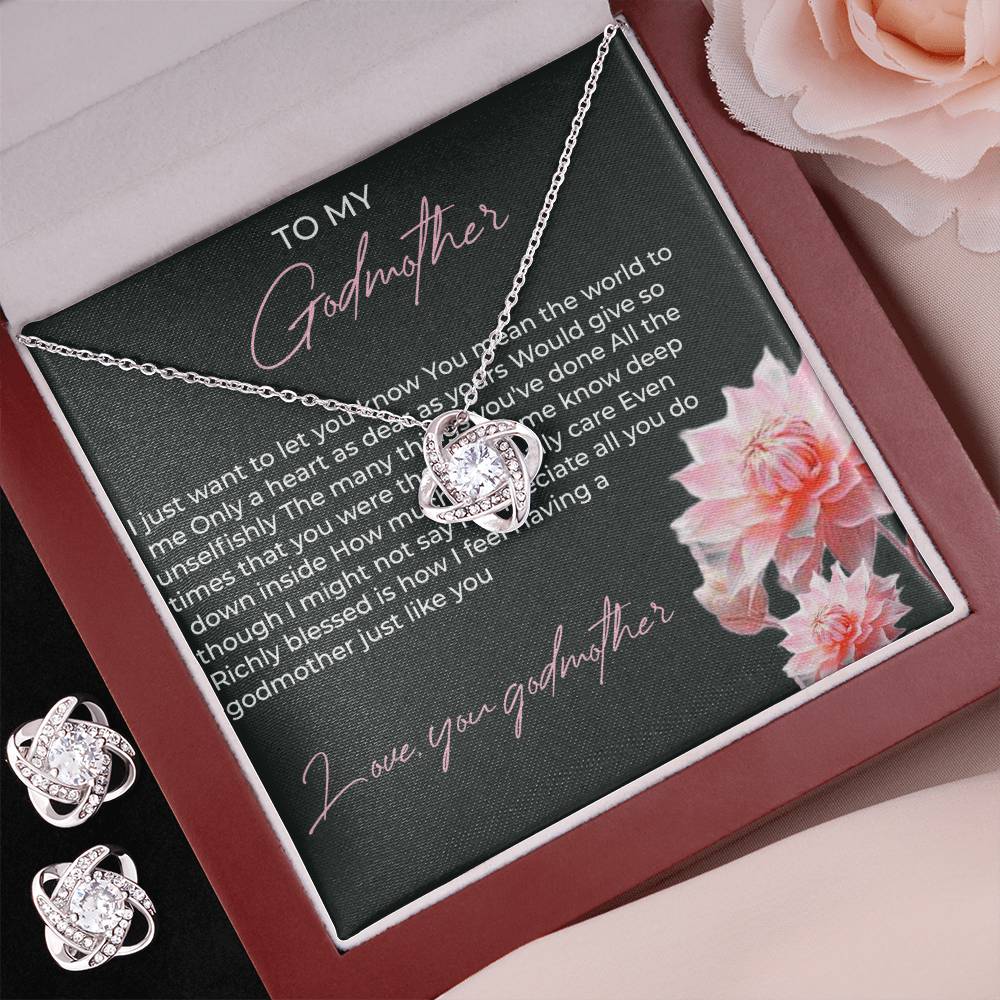 To My Godmother Necklace & Earring Set Necklace with Heartfelt Message | Necklace for Godmother